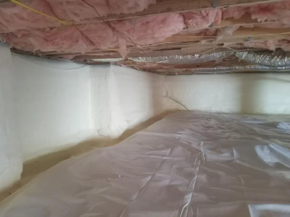 Crawl space encapsulation with closed-cell spray foam for Storm Damage Roof Repair in Burbank